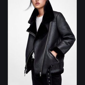 zara contrasting biker jacket